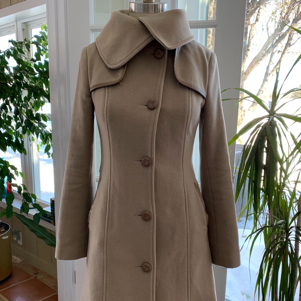 Wool Cashmere Mackage Coat in Tan